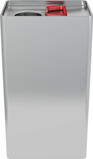 Rectangular metal can with plastic stopper