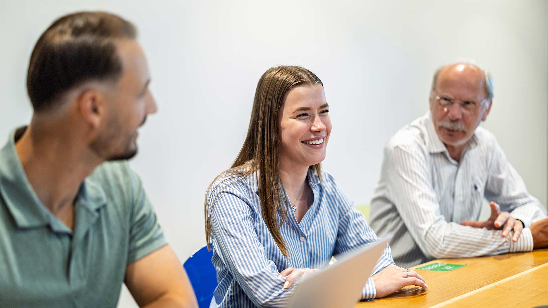 Group of Diffutherm employees discussing around a meeting table